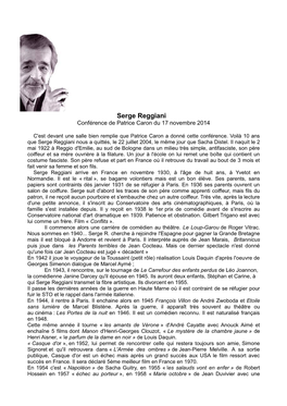 Serge Reggiani Conférence De Patrice Caron Du 17 Novembre 2014