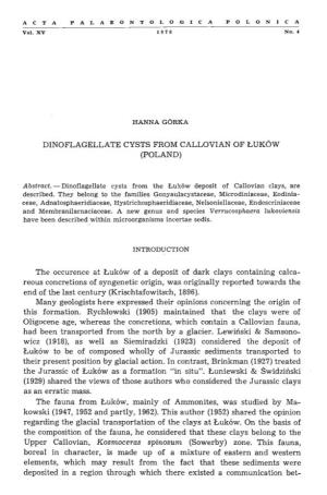 DINOFLAGELLATE CYSTS from CALLOVIAN of Luk6w (POLAND)