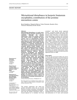 Micturitional Disturbance in Herpetic Brainstem Encephalitis; Contribution of the Pontine Micturition Centre