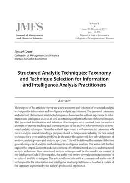 Structured Analytic Techniques: Taxonomy and Technique Selection for Information and Intelligence Analysis Practitioners
