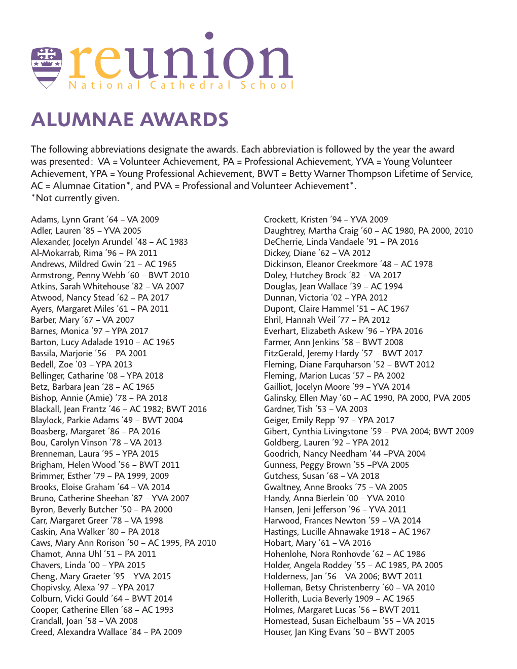 Alumnae Awards