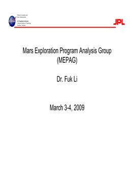(MEPAG) Dr. Fuk Li March 3-4, 2009