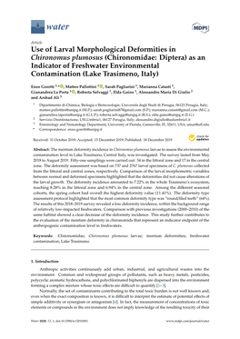 Use of Larval Morphological Deformities in Chironomus