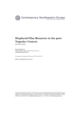 Displaced Film Memories in the Post- Yugoslav Context Research Article