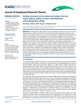 Monohydrated and Polyhydrated Sulfates, J