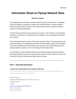 Information Sheet on Flyway Network Sites