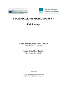 Technical Memorandum 3-4 Fish Passage, Yuba-Bear Hydroelectric