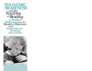 Phonemic Awareness and the Teaching of Reading