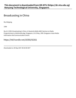 Broadcasting in China