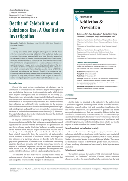 Deaths of Celebrities and Substance Use: a Qualitative Investigation