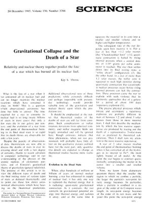 Gravitational Collapse and the Death of a Star