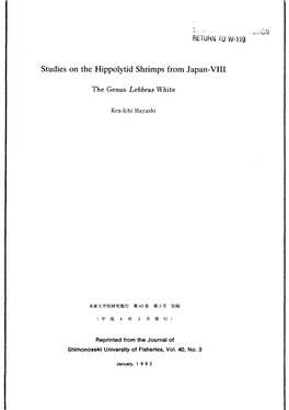 Studies on the Hippolytid Shrimps from Japan-VIII