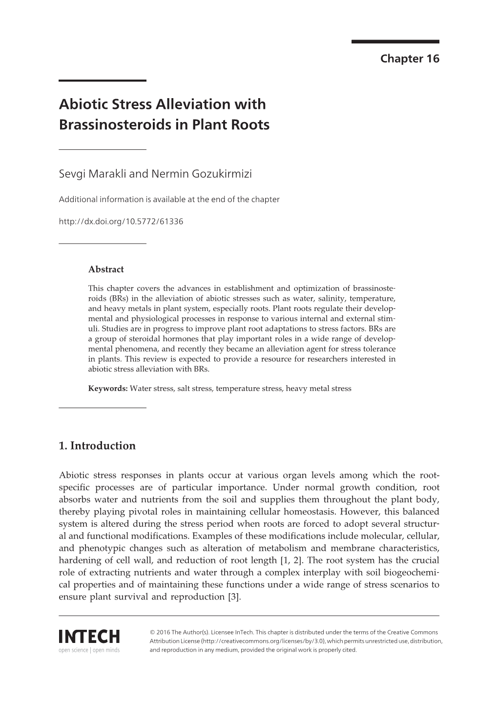 Abiotic Stress Alleviation with Brassinosteroids in Plant Roots