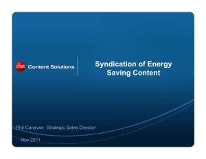 Syndication of Energy Saving Content