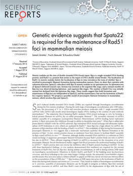 Genetic Evidence Suggests That Spata22 Is Required for The