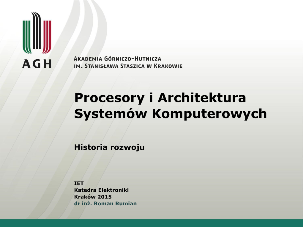 Procesory I Architektura Systemów Komputerowych