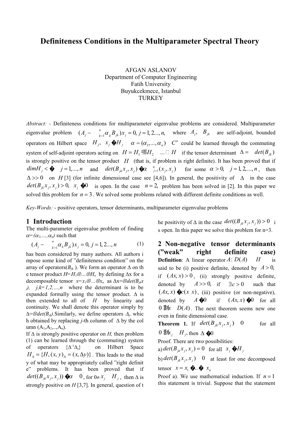 Definiteness Conditions in the Multiparameter Spectral Theory