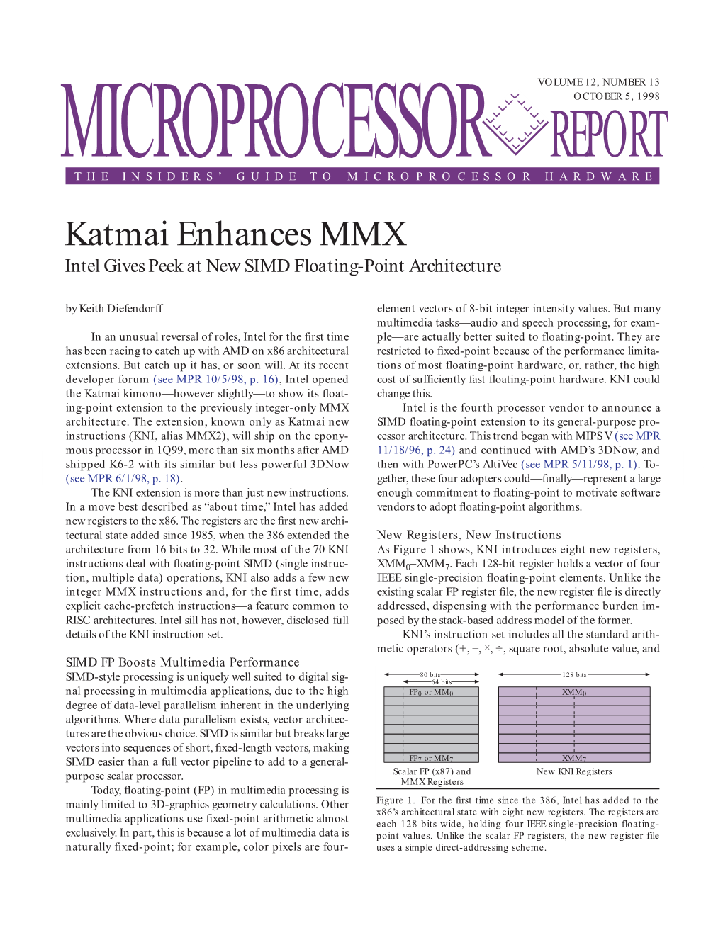 Katmai Enhances MMX: 10/5/98