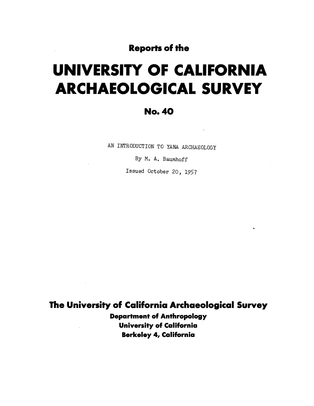 ARCHAEOLOGICAL SURVEY No.40