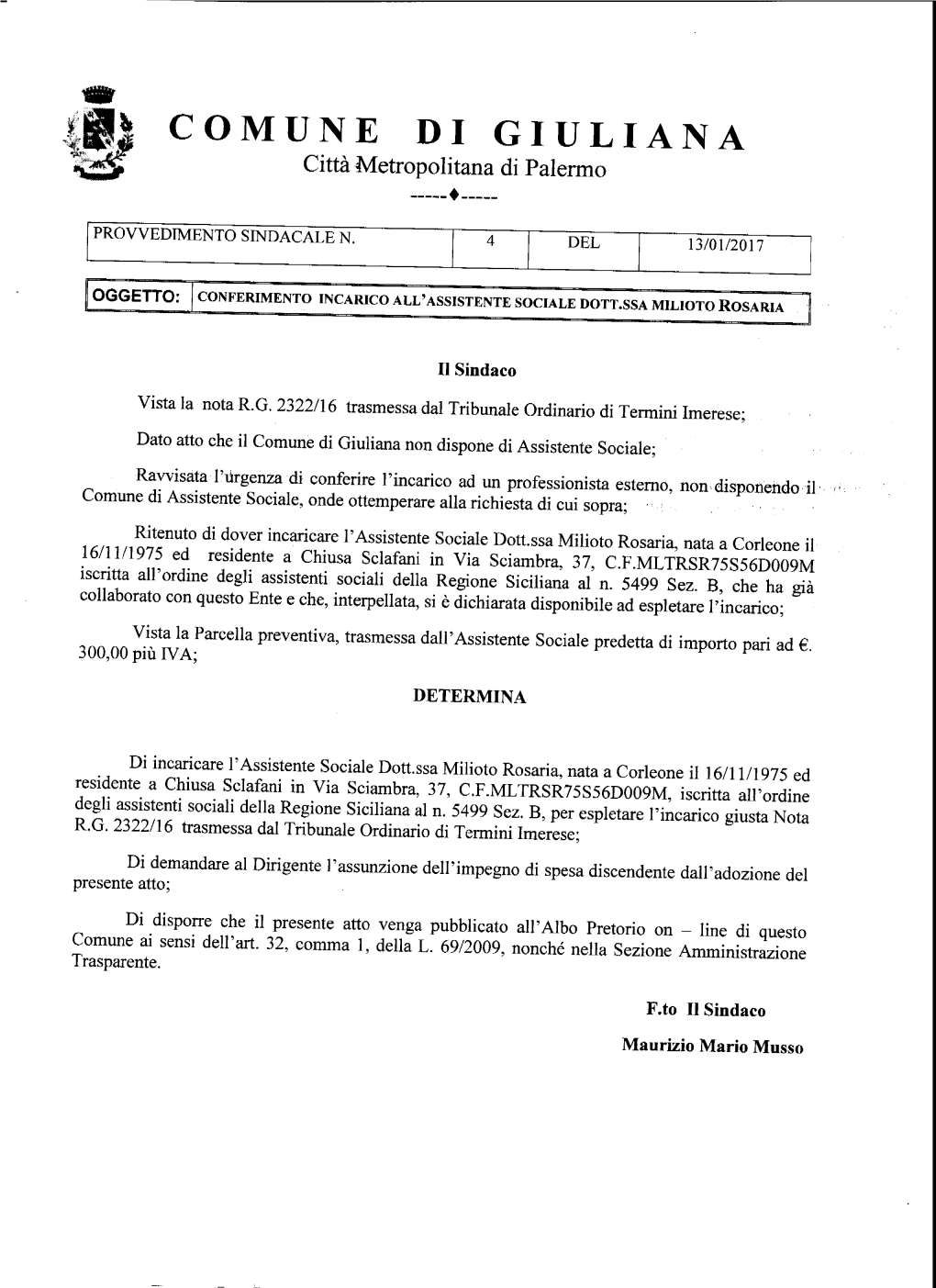 I COMUNE DI GIULIANA Città Metropolitana Di Palermo