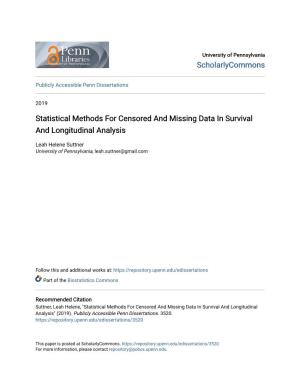 Statistical Methods for Censored and Missing Data in Survival and Longitudinal Analysis