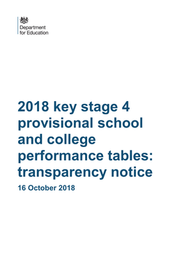 Key Stage 4 Provisional Transparency Notice