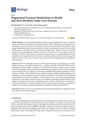 Organismal Fructose Metabolism in Health and Non-Alcoholic Fatty Liver Disease