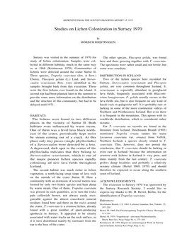Studies on Lichen Colonization in Surtsey 1970