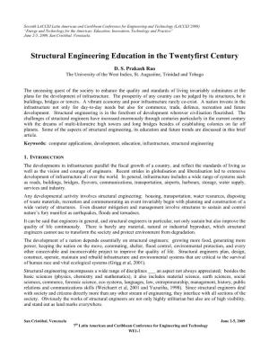 Structural Engineering Education in the Twentyfirst Century