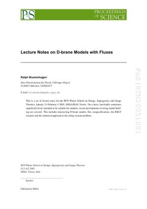Lecture Notes on D-Brane Models with Fluxes