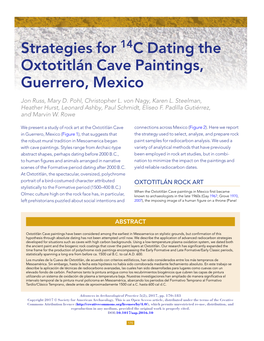 Strategies for 14 C Dating the Oxtotitlán Cave Paintings, Guerreo