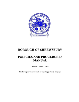 Borough of Shrewsbury Policies and Procedures Manual