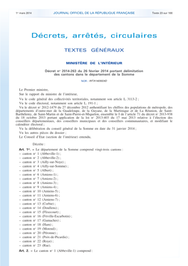JOURNAL OFFICIEL DE LA RÉPUBLIQUE FRANÇAISE Texte 23 Sur 100