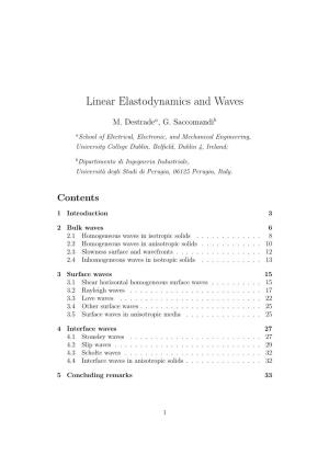 Linear Elastodynamics and Waves