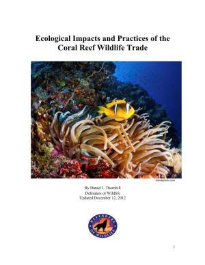 Ecological Impacts and Practices of the Coral Reef Wildlife Trade