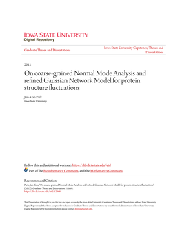 On Coarse-Grained Normal Mode Analysis and Refined Gaussian Network Model for Protein Structure Fluctuations" (2012)