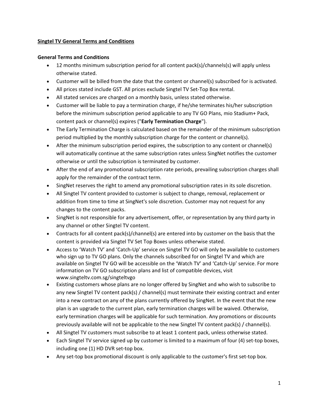 Mio TV Content Terms and Conditions