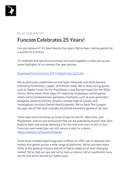 Funcom Celebrates 25 Years!