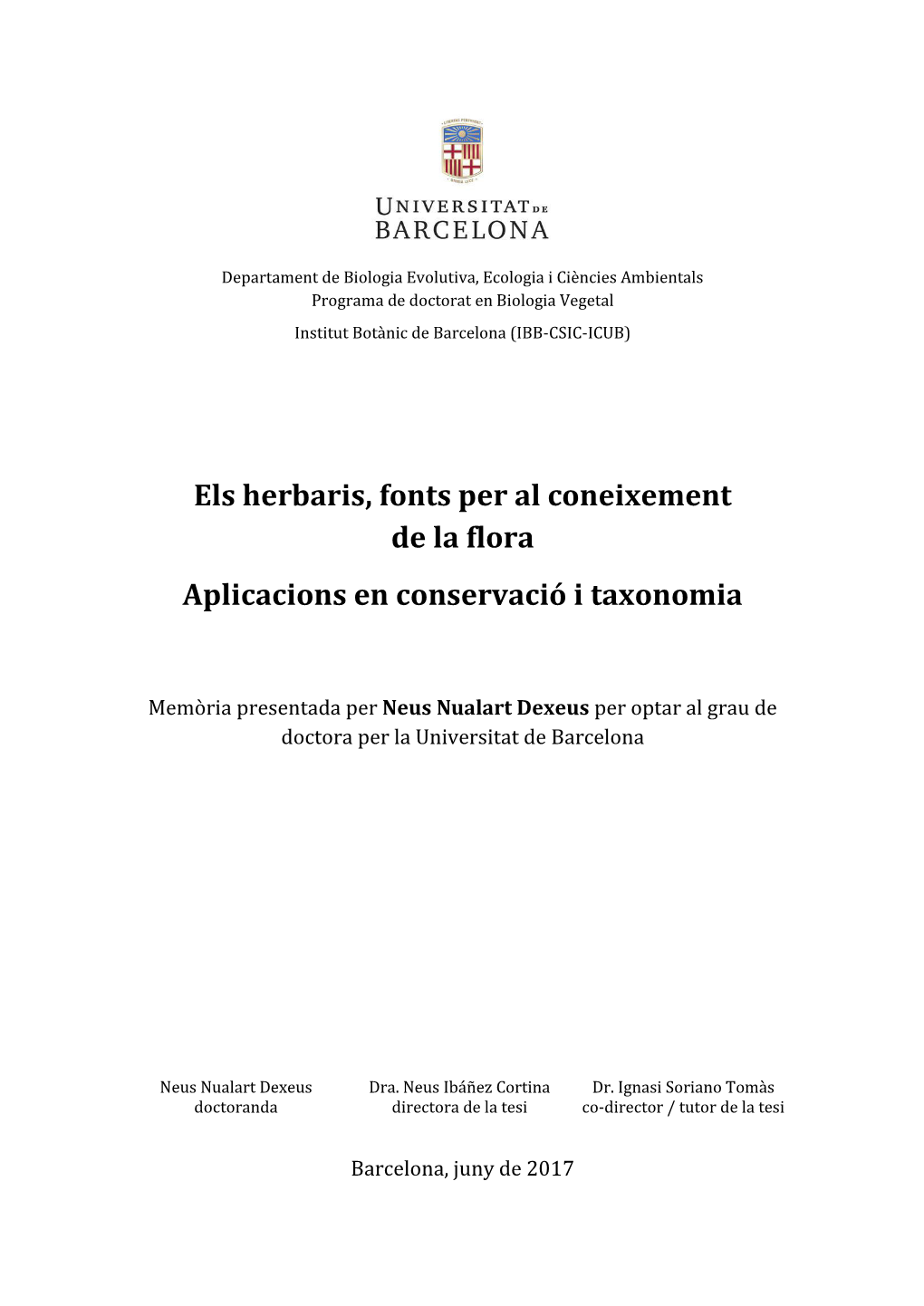 Els Herbaris, Fonts Per Al Coneixement De La Flora Aplicacions En Conservació I Taxonomia