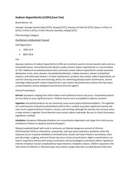 Sodium Hypochlorite (≤10%) (Lexi-Tox) Brand Names: US