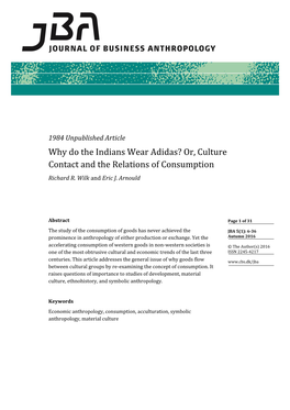 Why Do the Indians Wear Adidas? Or, Culture Contact and the Relations of Consumption Richard R