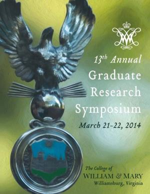 Graduate Research Symposium Schedule at a Glance