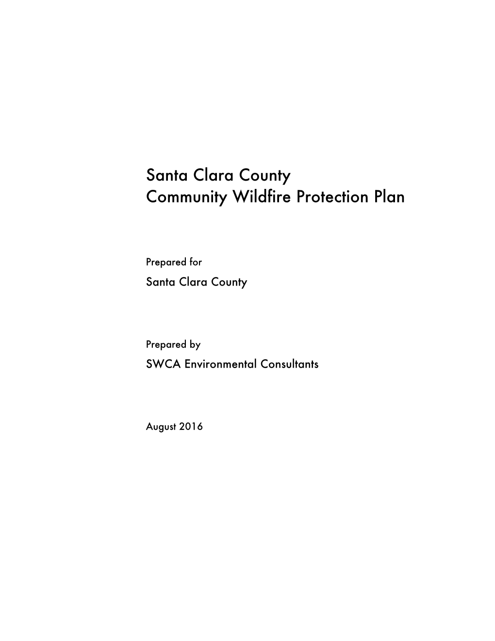 Santa Clara County Community Wildfire Protection Plan