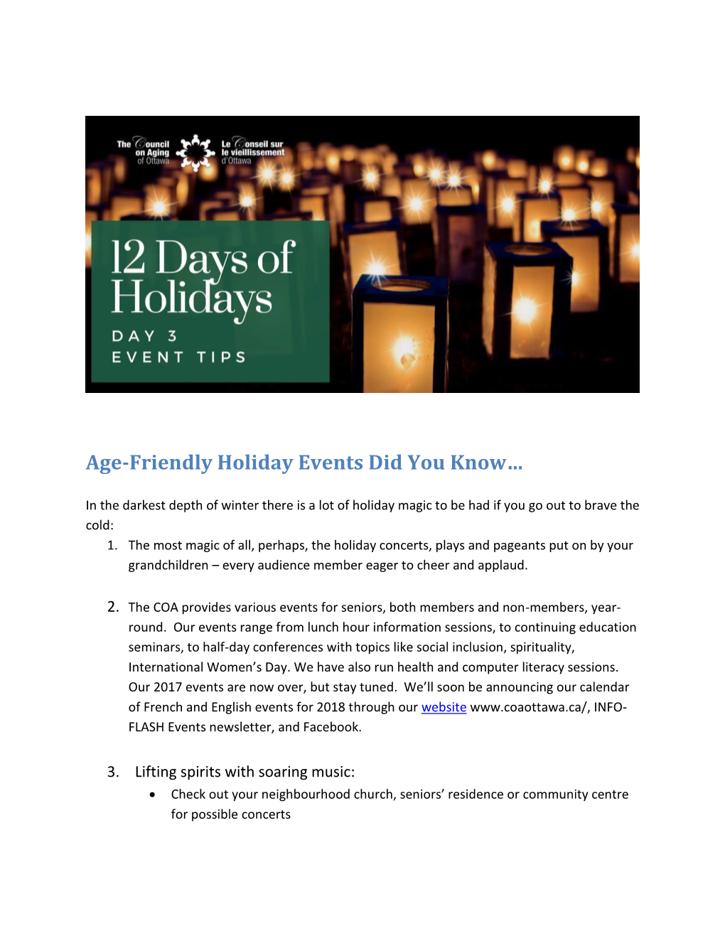 Age-Friendly Holiday Events Did You Know…