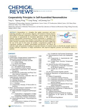 Cooperativity Principles in Self-Assembled Nanomedicine