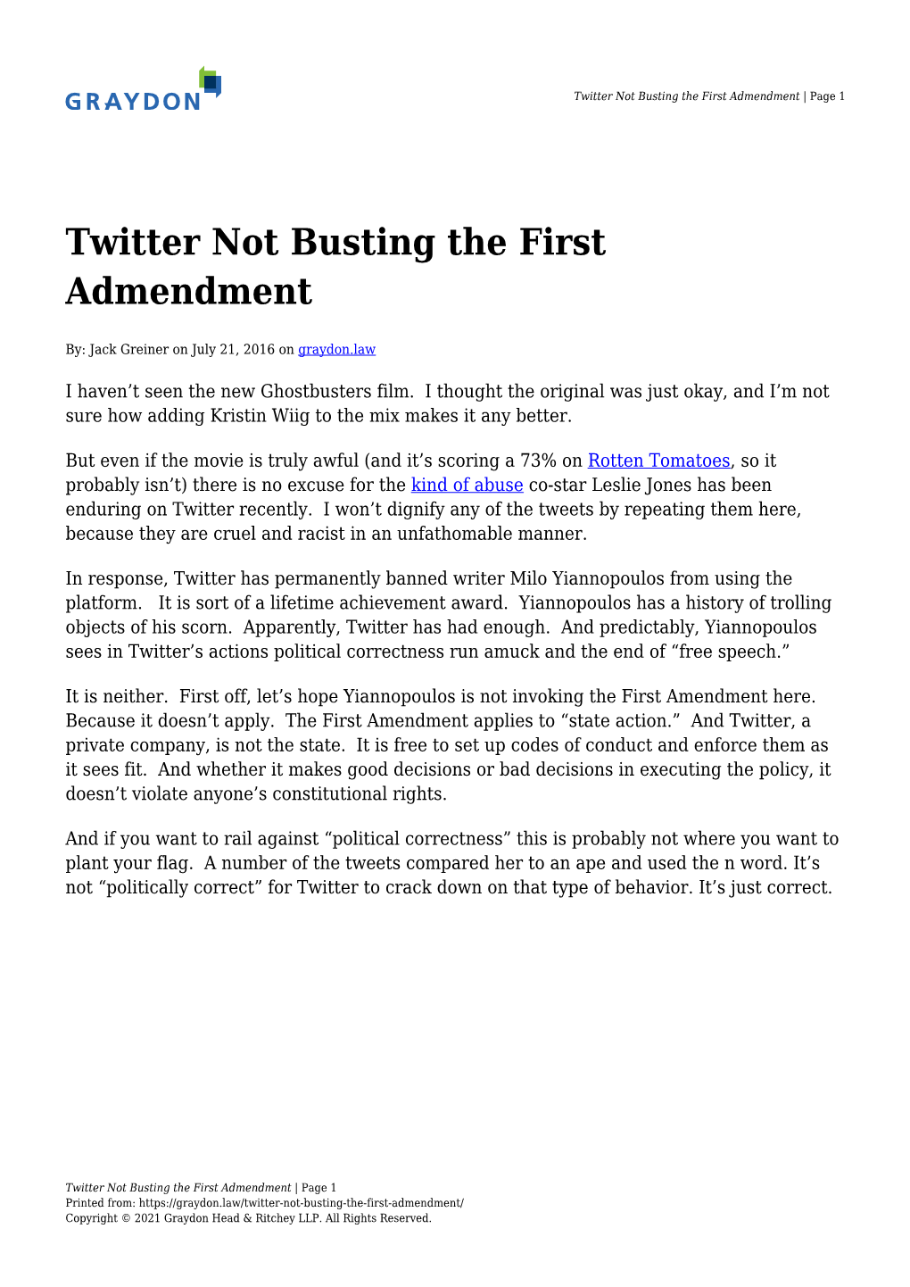 Twitter Not Busting the First Admendment | Page 1