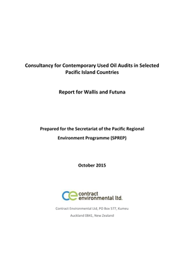 Consultancy for Contemporary Used Oil Audits in Selected Pacific Island Countries Report for Wallis and Futuna