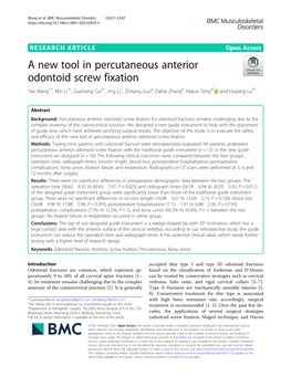 A New Tool in Percutaneous Anterior Odontoid Screw Fixation