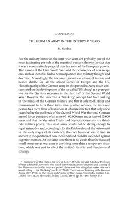 THE GERMAN ARMY in the INTERWAR YEARS M. Strohn for the Military Historian the Inter-War Years Are Probably One of the Most Fasc