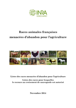 Races Animales Françaises Menacées D'abandon Pour L'agriculture
